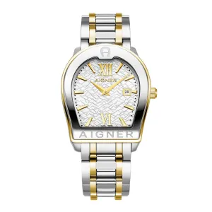 Aigner Verona Due Gents White Dial Yellow Gold/Silver Stainless Steel Watch