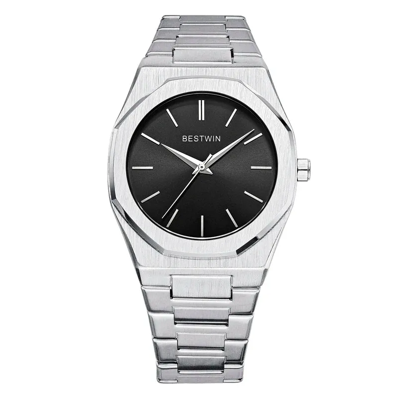 Alloy steel with quartz wristwatch