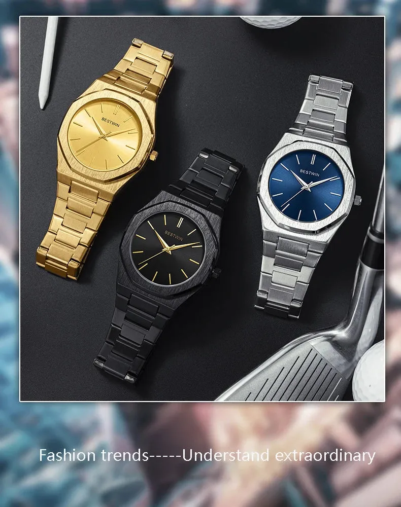 Alloy steel with quartz wristwatch