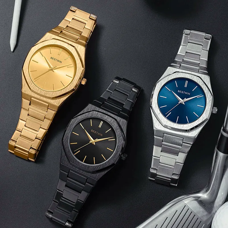 Alloy steel with quartz wristwatch