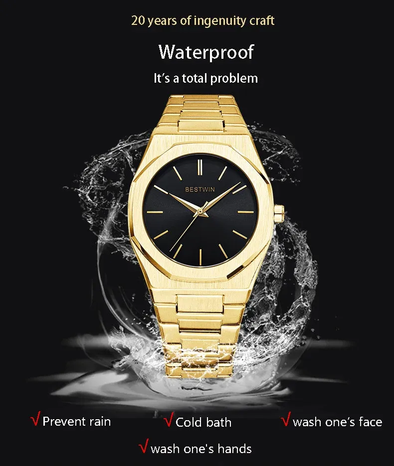 Alloy steel with quartz wristwatch