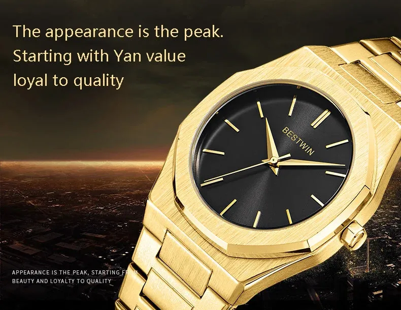 Alloy steel with quartz wristwatch