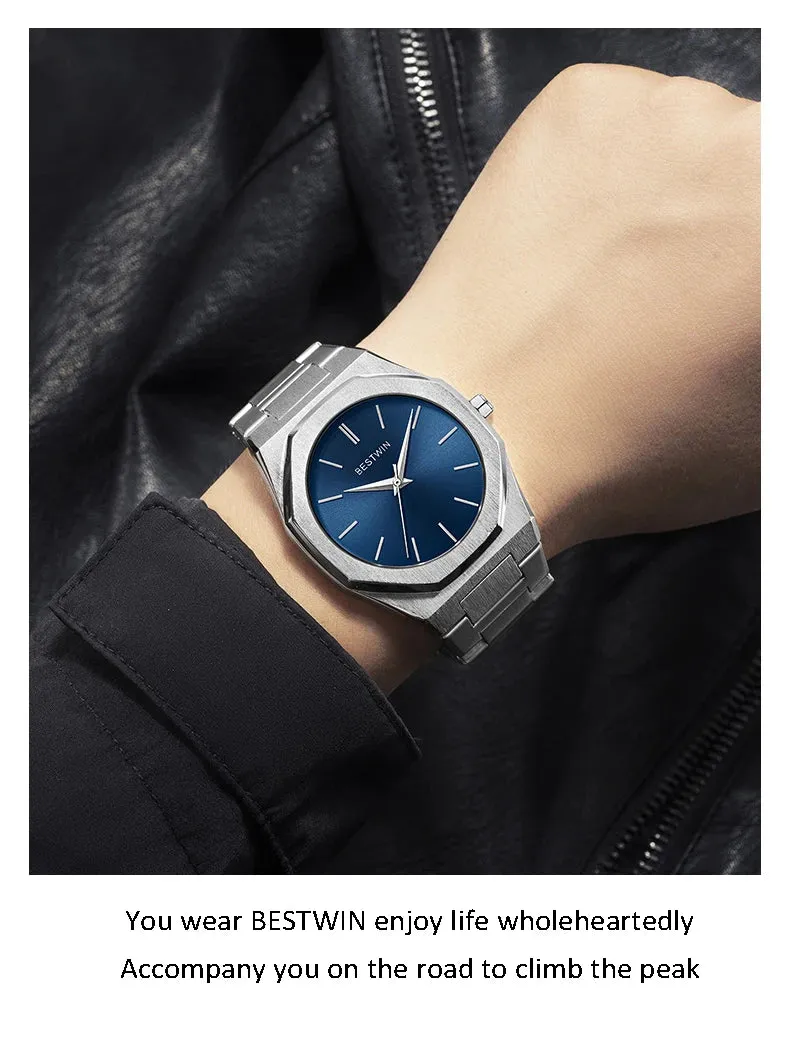 Alloy steel with quartz wristwatch