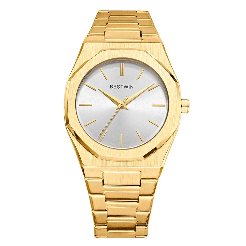 Alloy steel with quartz wristwatch