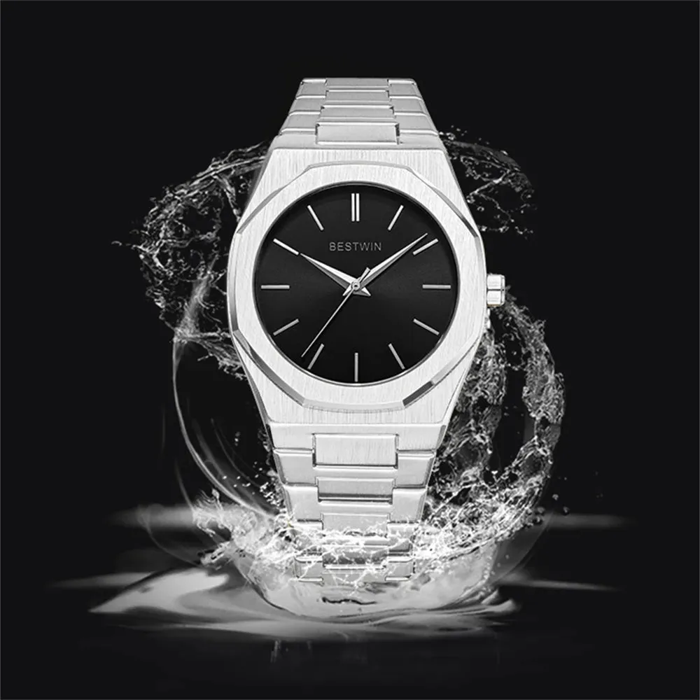 Alloy steel with quartz wristwatch