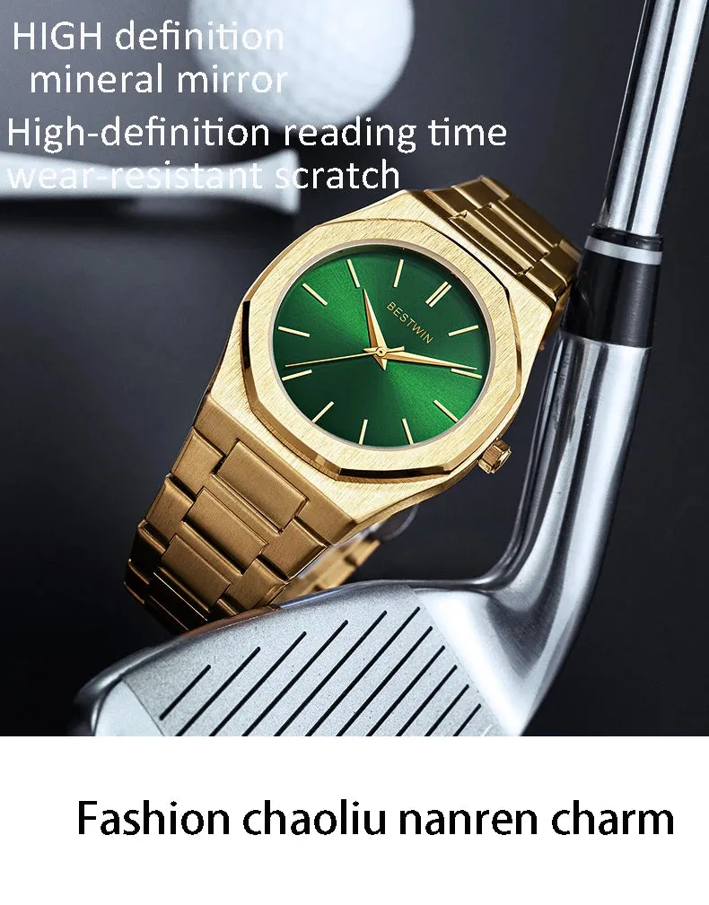 Alloy steel with quartz wristwatch