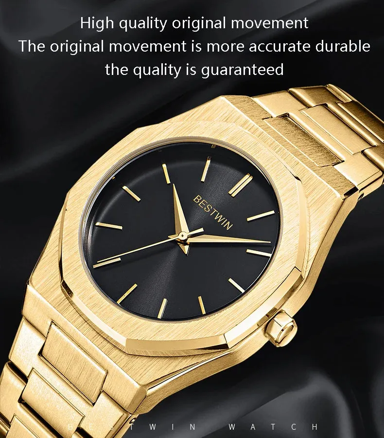 Alloy steel with quartz wristwatch
