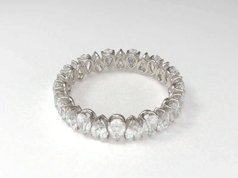 Alternating Pear Brilliant Diamond Eternity Wedding Band w Lab Grown Diamonds