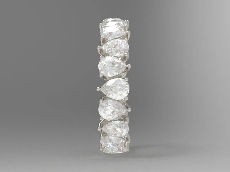 Alternating Pear Brilliant Diamond Eternity Wedding Band w Lab Grown Diamonds