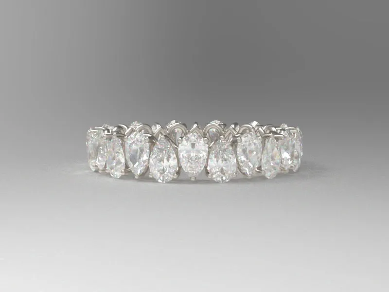 Alternating Pear Brilliant Diamond Eternity Wedding Band w Lab Grown Diamonds