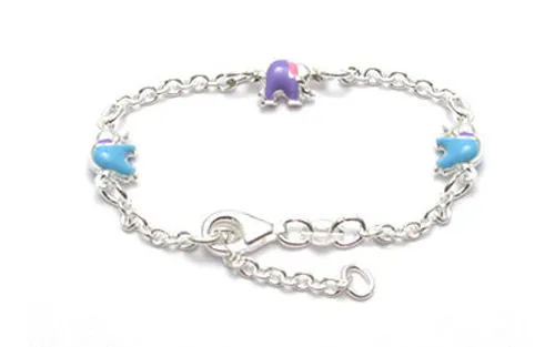 Amazing Sterling Silver Adjustable Baby Bracelet with Adorable Elephant Charms