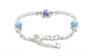 Amazing Sterling Silver Adjustable Baby Bracelet with Adorable Elephant Charms