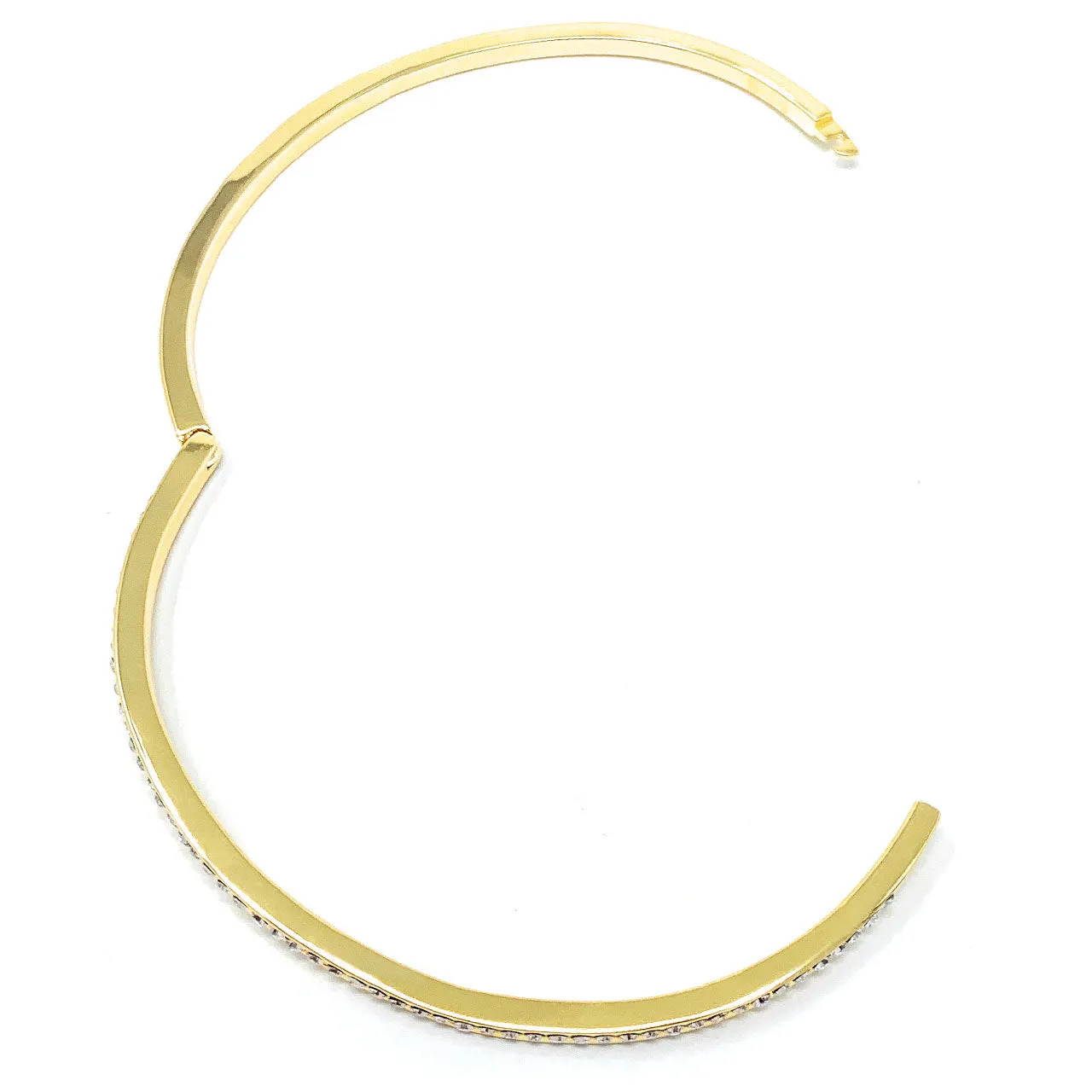 Amelia Curve Pave Bangle Bracelet with White Clear Round Crystals from Swarovski Gold Plated