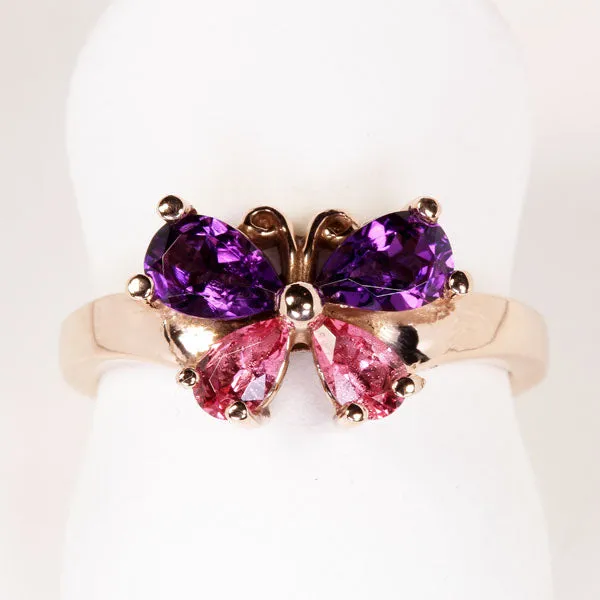 Amethyst and Spinel Butterfly Ring
