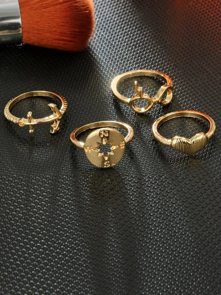 Anchor Design Ring Set 4pcs