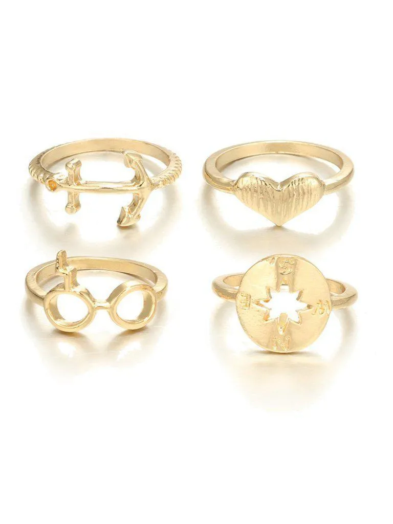 Anchor Design Ring Set 4pcs