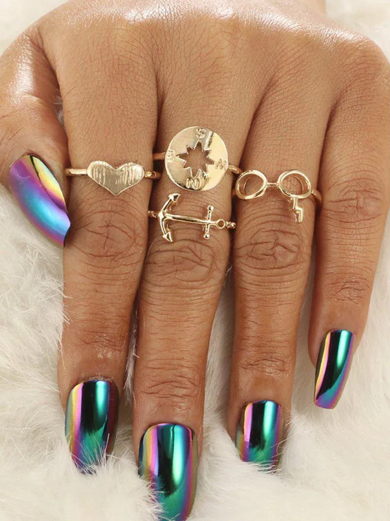Anchor Design Ring Set 4pcs