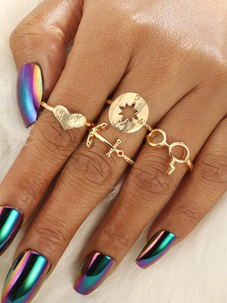 Anchor Design Ring Set 4pcs