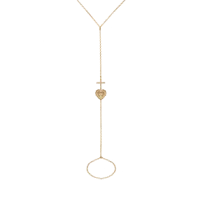 And Paris Bracelet De Main Ex Voto Croix Diamants en Or Jaune