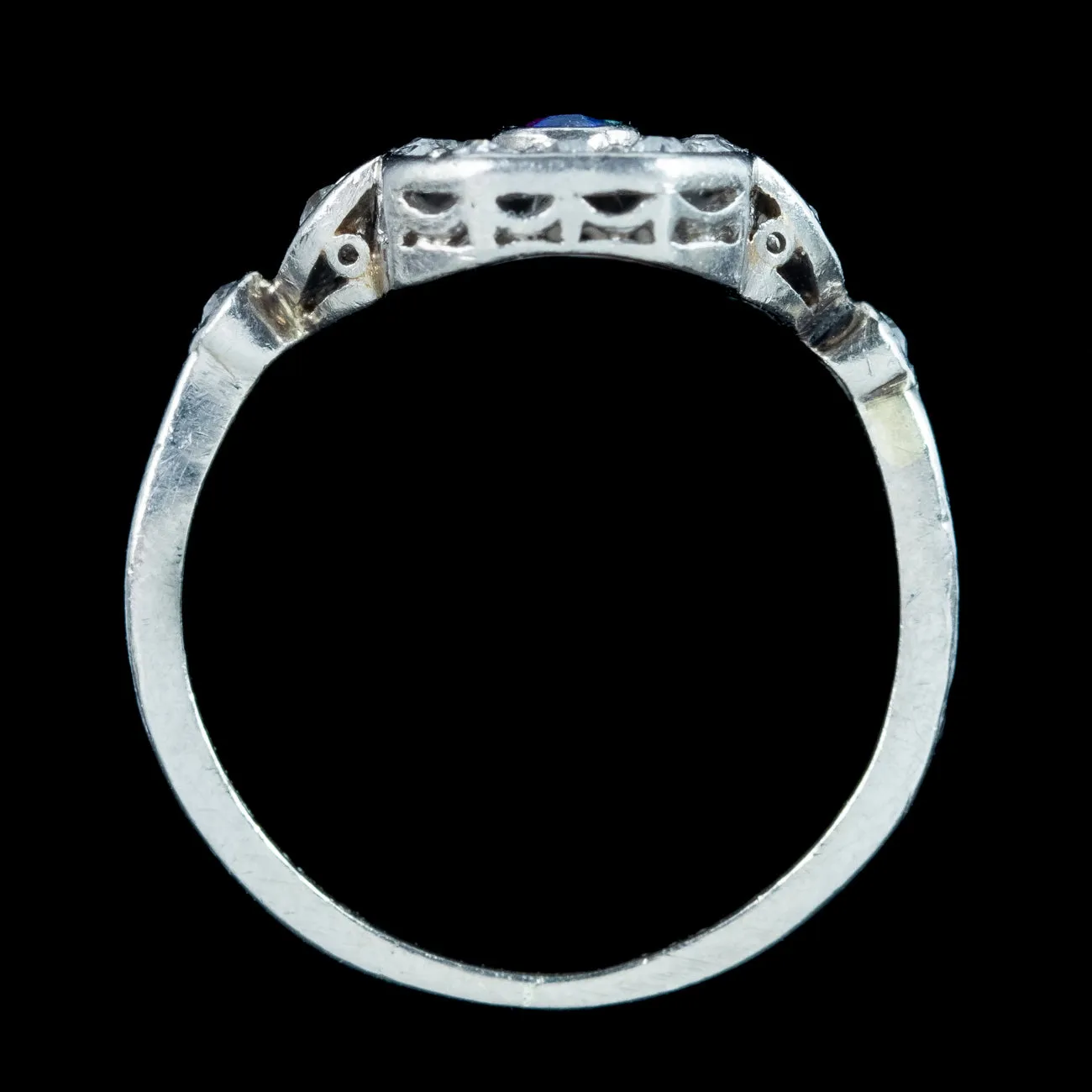 Antique Art Deco Emerald Ruby Sapphire Diamond Cluster Ring