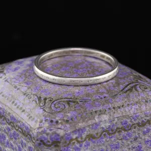 Antique Art Deco Platinum Engraved Wedding Band - Size 7
