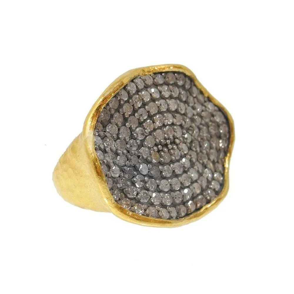 Ara 24k Gold Ice Diamond Wave Ring Size 6.5