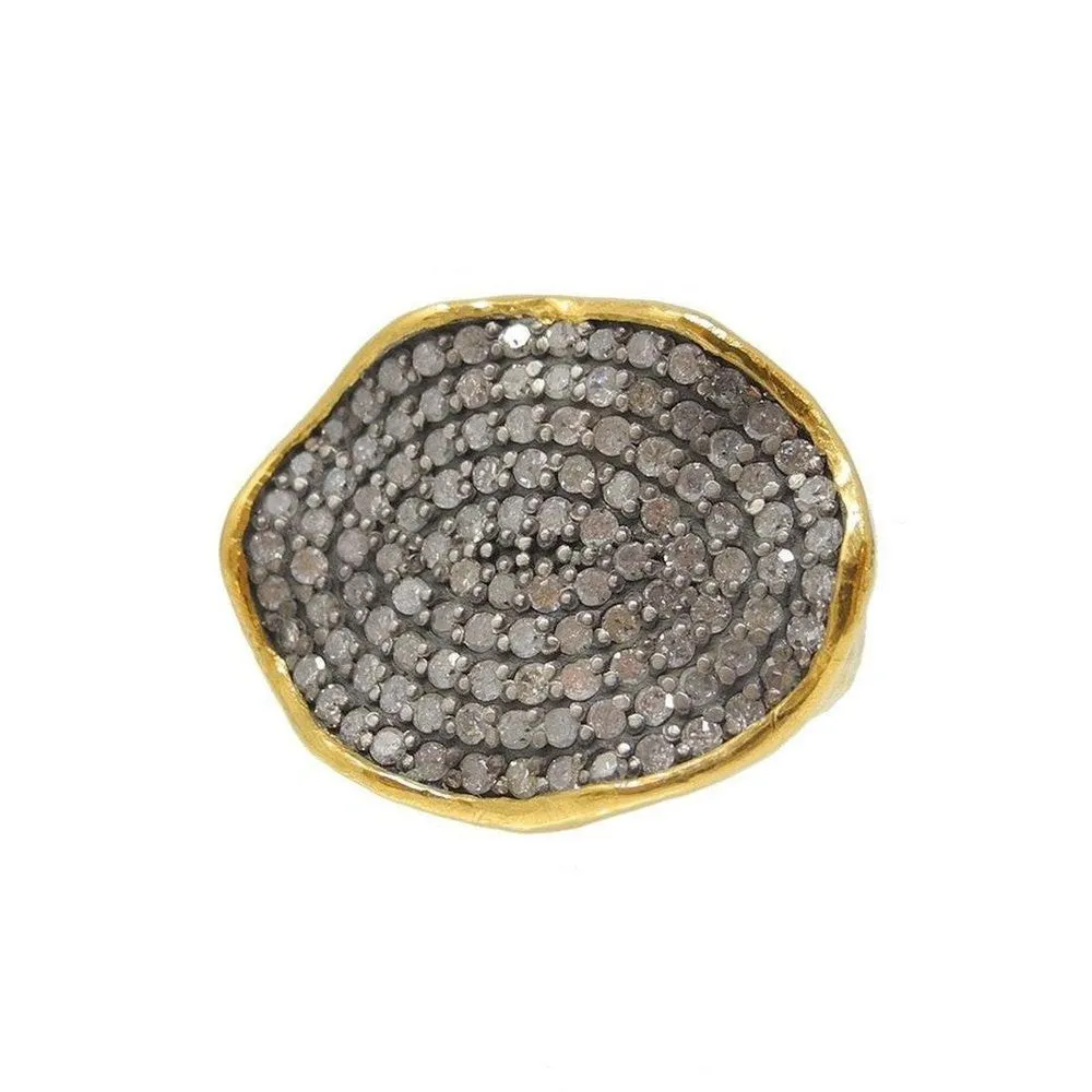Ara 24k Gold Ice Diamond Wave Ring Size 6.5