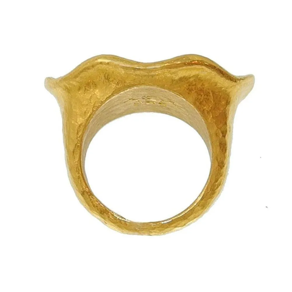 Ara 24k Gold Ice Diamond Wave Ring Size 6.5