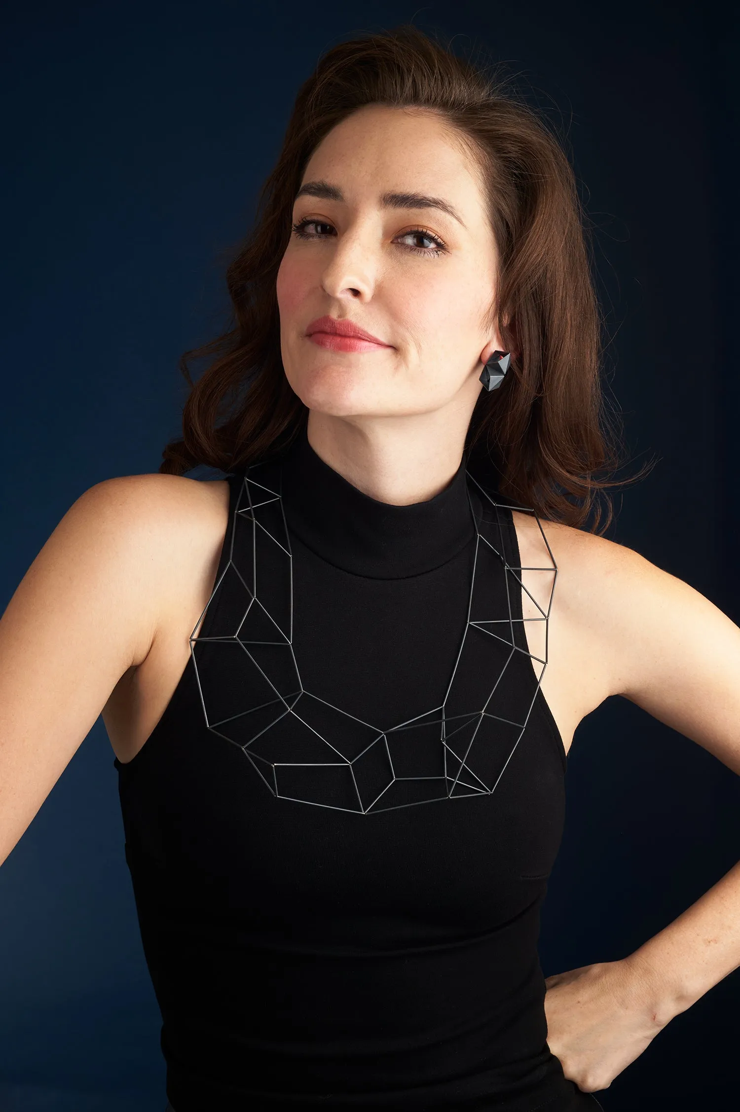 Architectural Necklace in Oxidized Silver