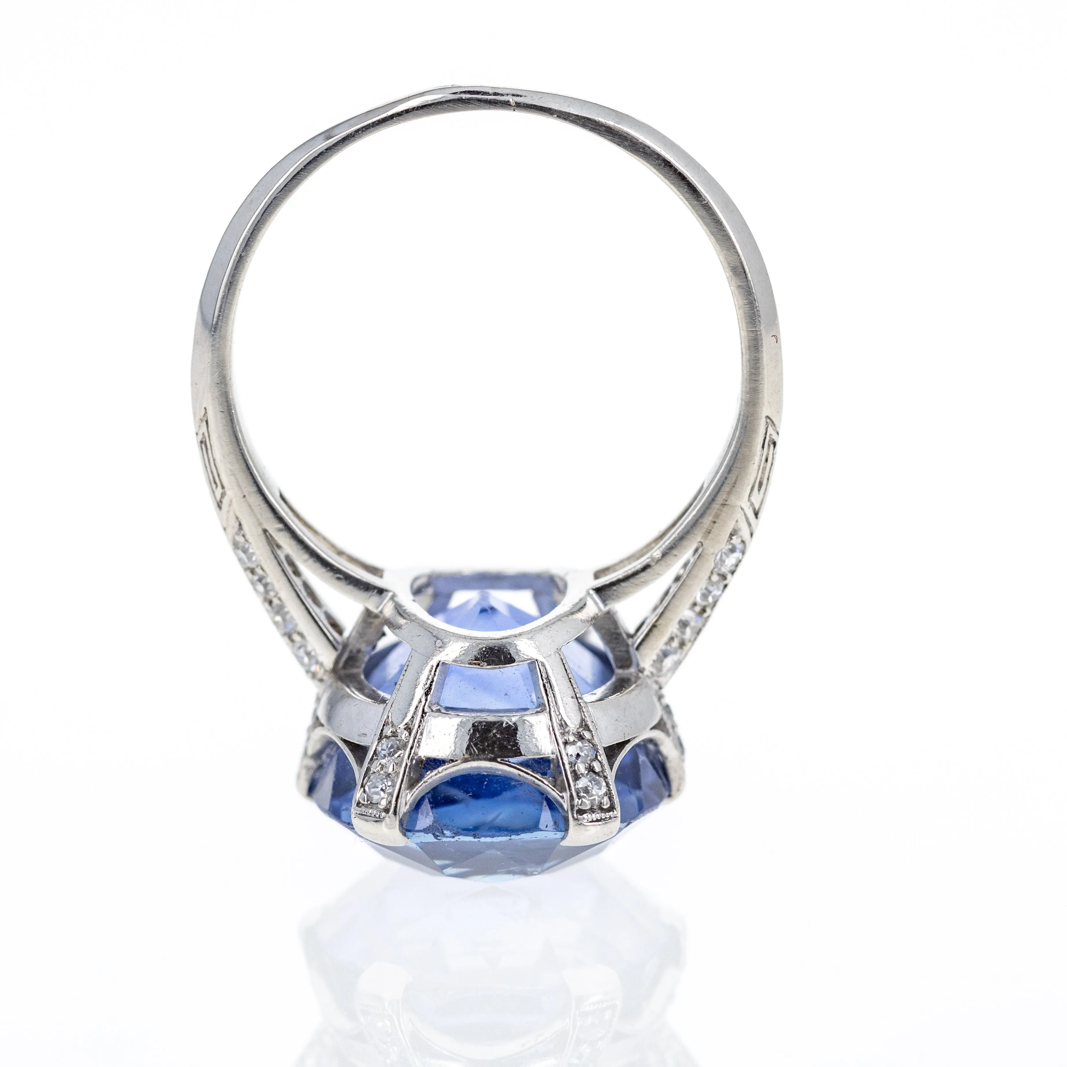 Art Deco Marcus & Co. Platinum 12 Carat No Heat Sapphire Diamond Ring