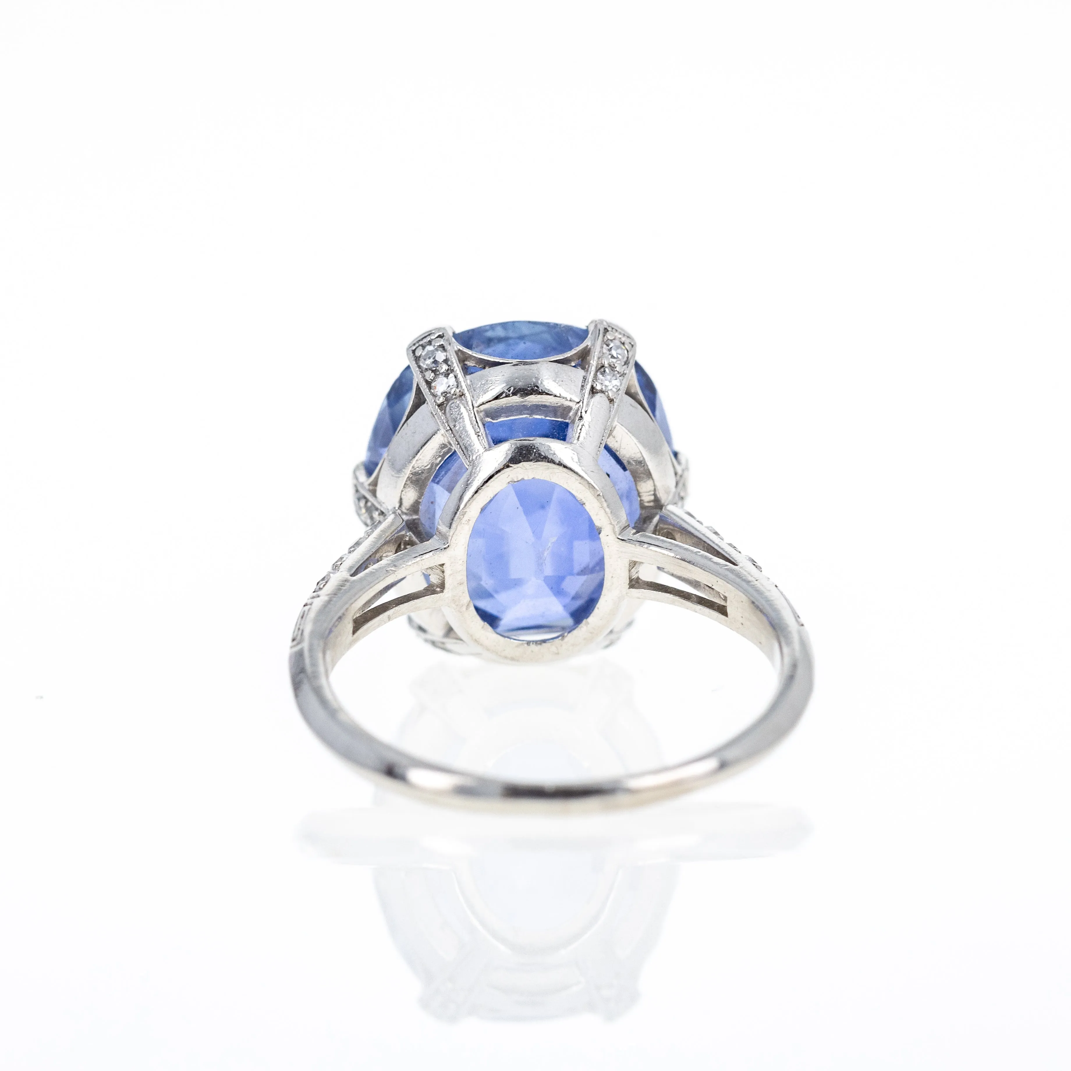 Art Deco Marcus & Co. Platinum 12 Carat No Heat Sapphire Diamond Ring