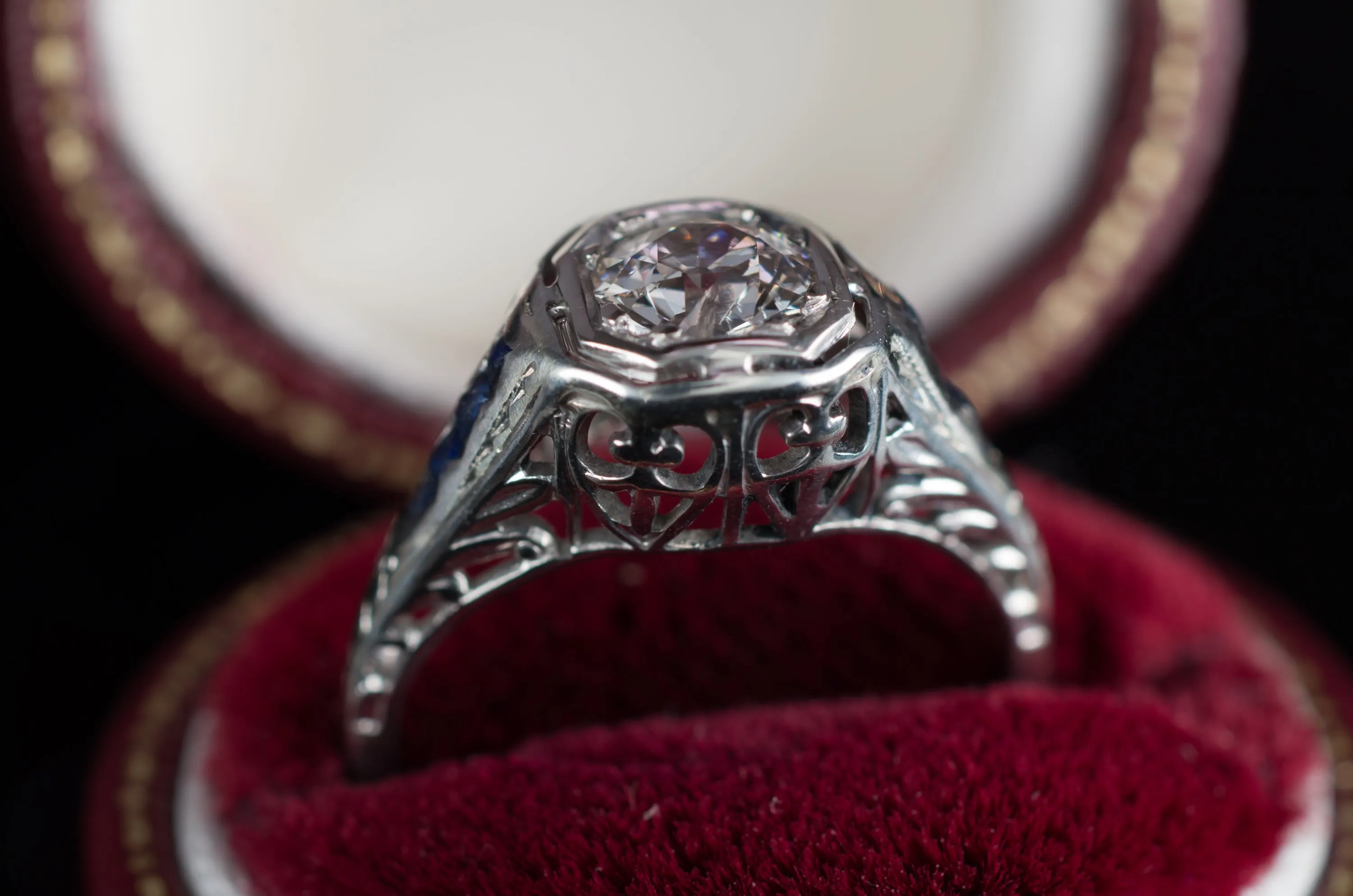 ART DECO OLD EUROPEAN CUT SOLITARE WITH ACCENTS