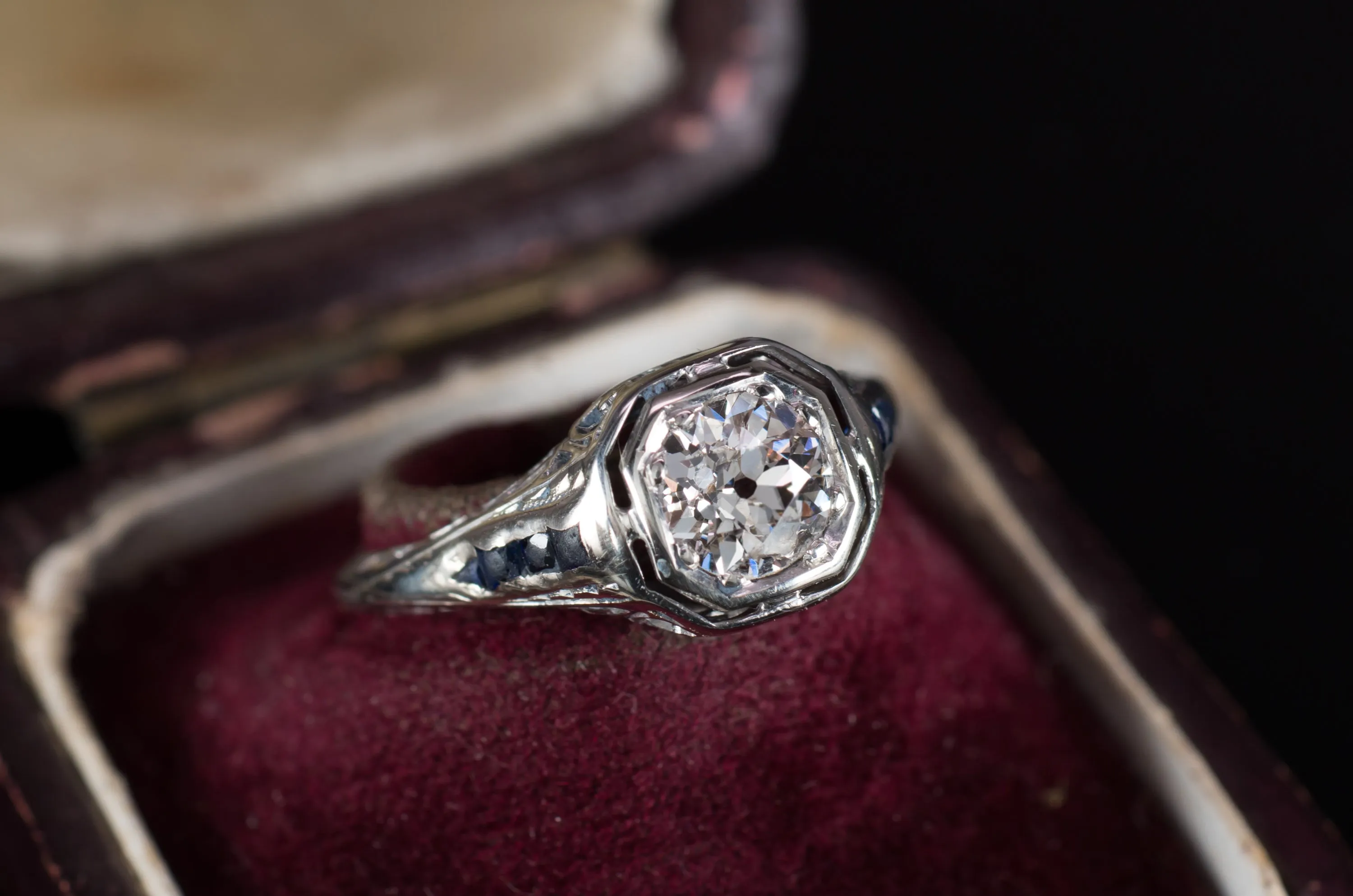 ART DECO OLD EUROPEAN CUT SOLITARE WITH ACCENTS