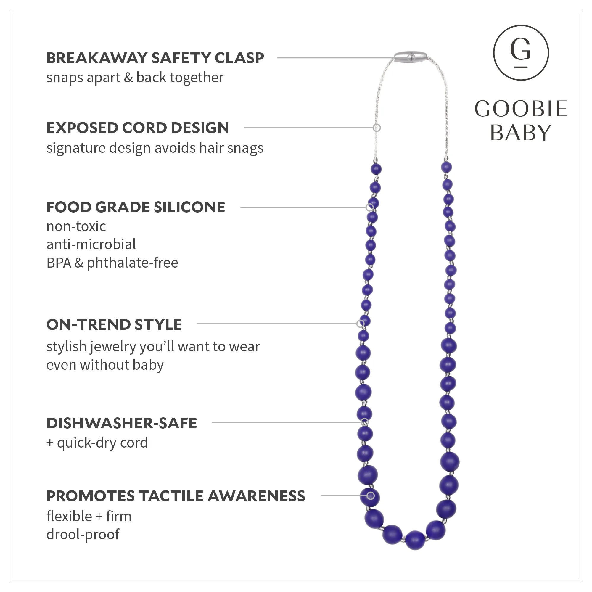 Audrey Teething Necklace - Navy