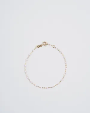 baby pink bead bracelet - yellow gold