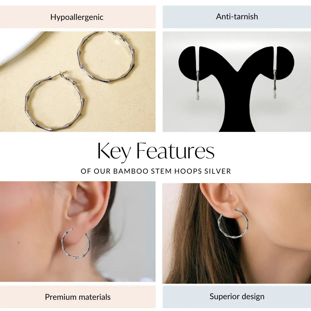 Bamboo Stem Hoops Silver