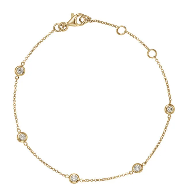 Bezel set Diamond Station Bracelet