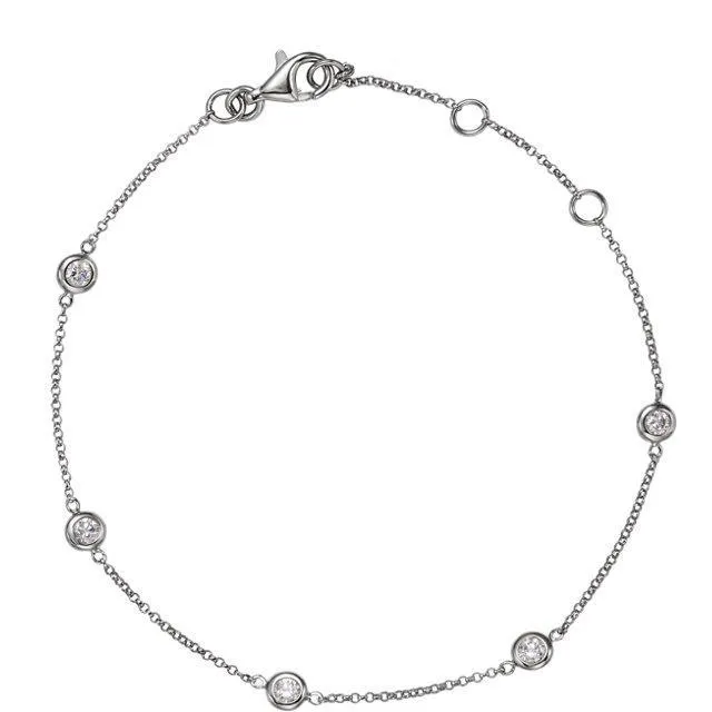 Bezel set Diamond Station Bracelet