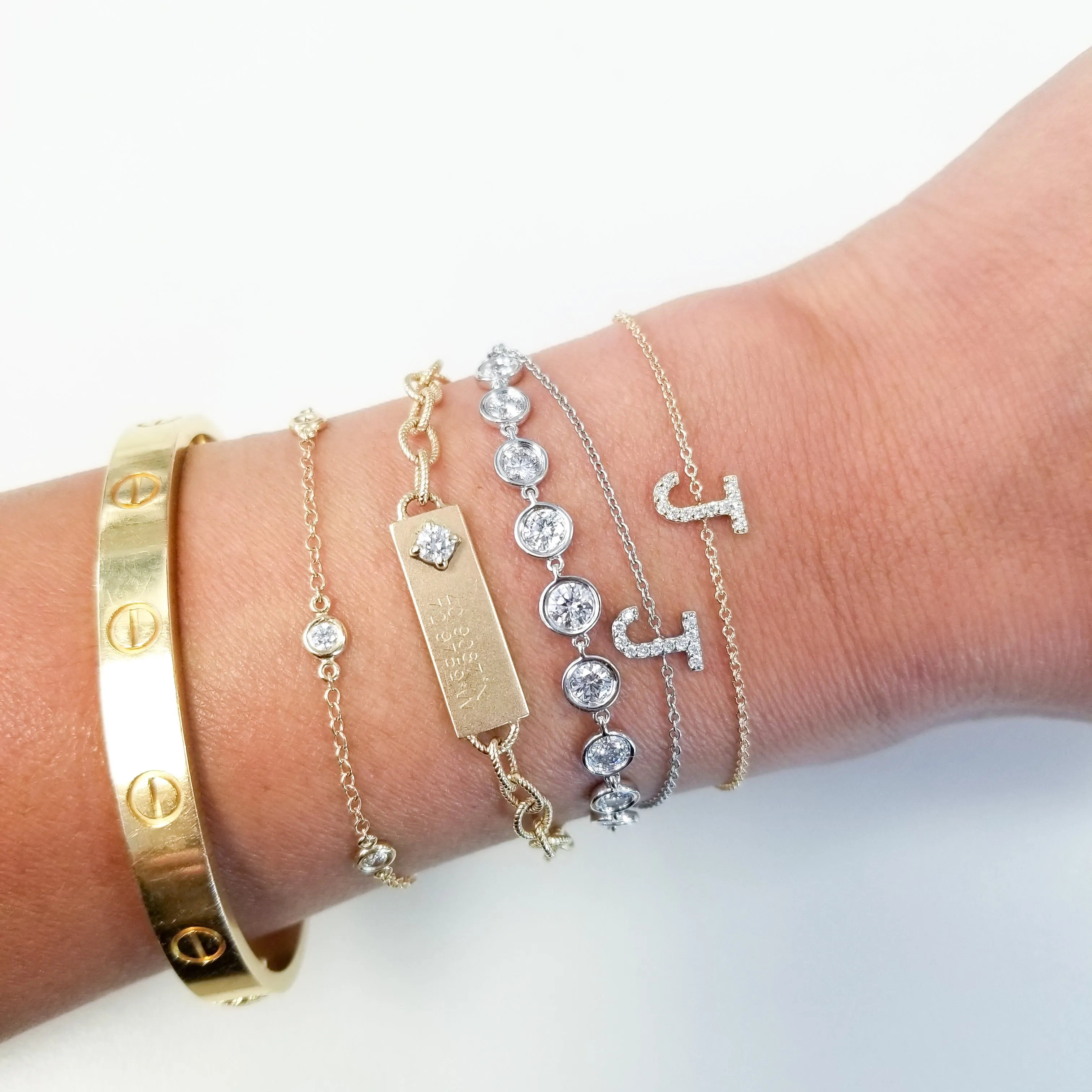 Bezel set Diamond Station Bracelet