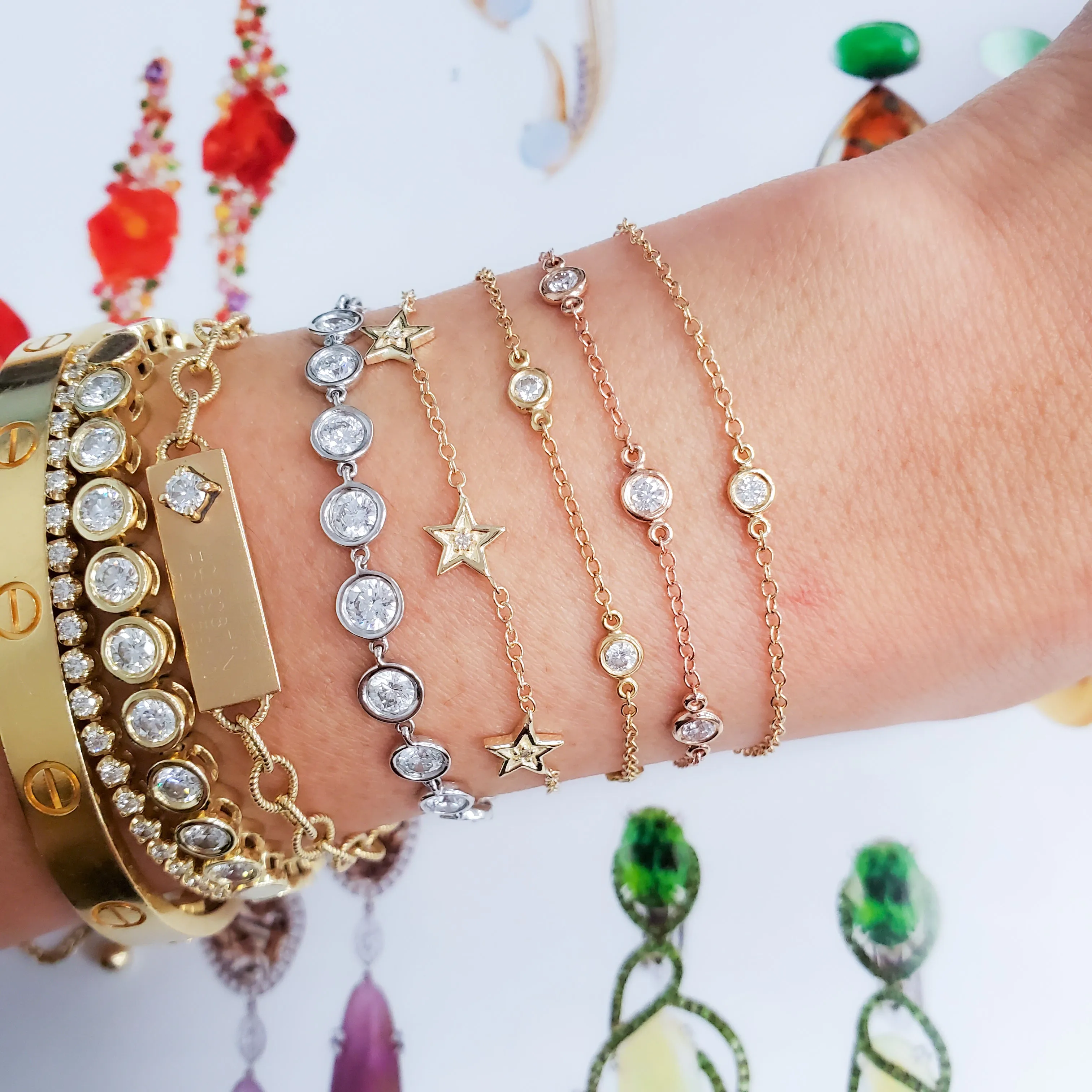 Bezel set Diamond Station Bracelet