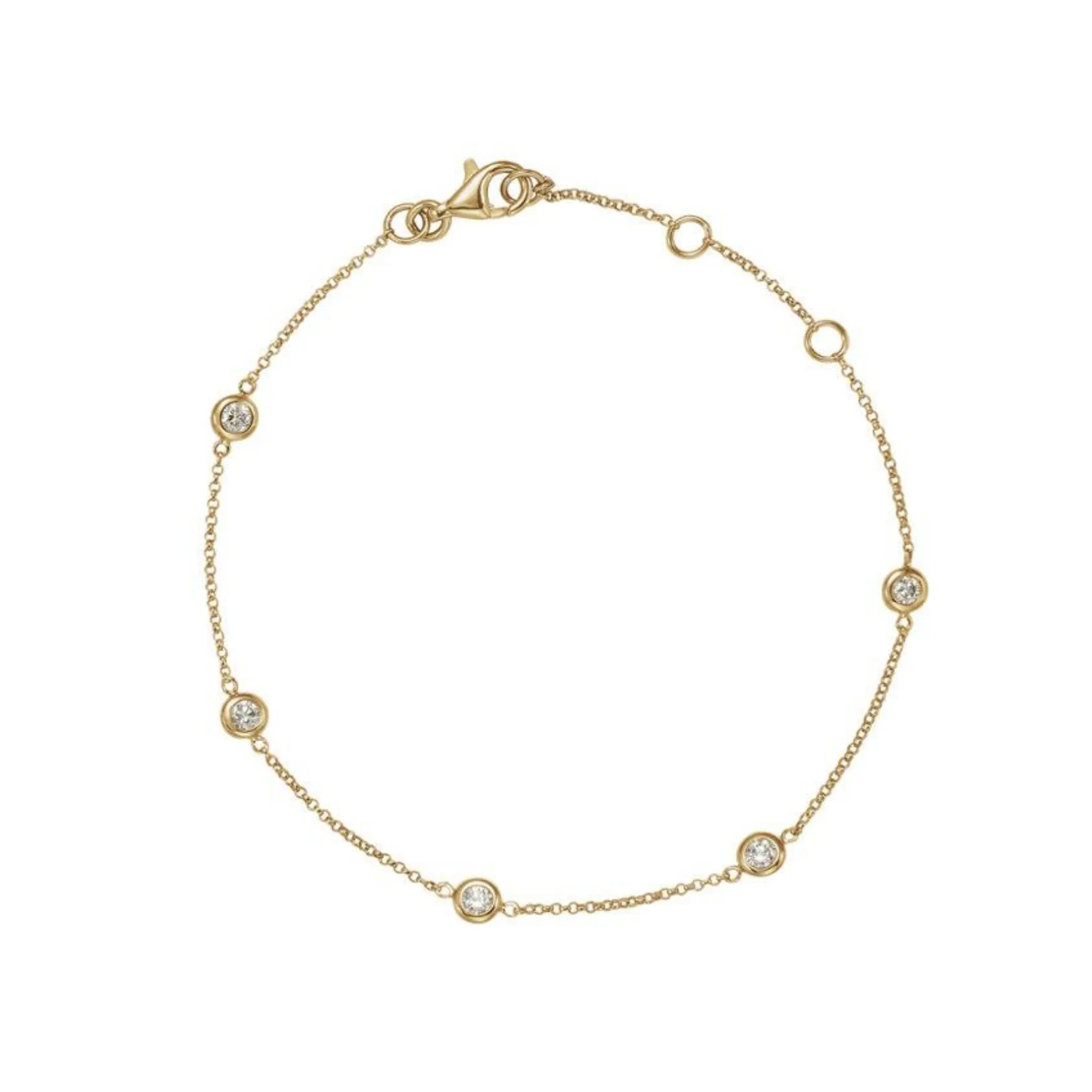 Bezel set Diamond Station Bracelet