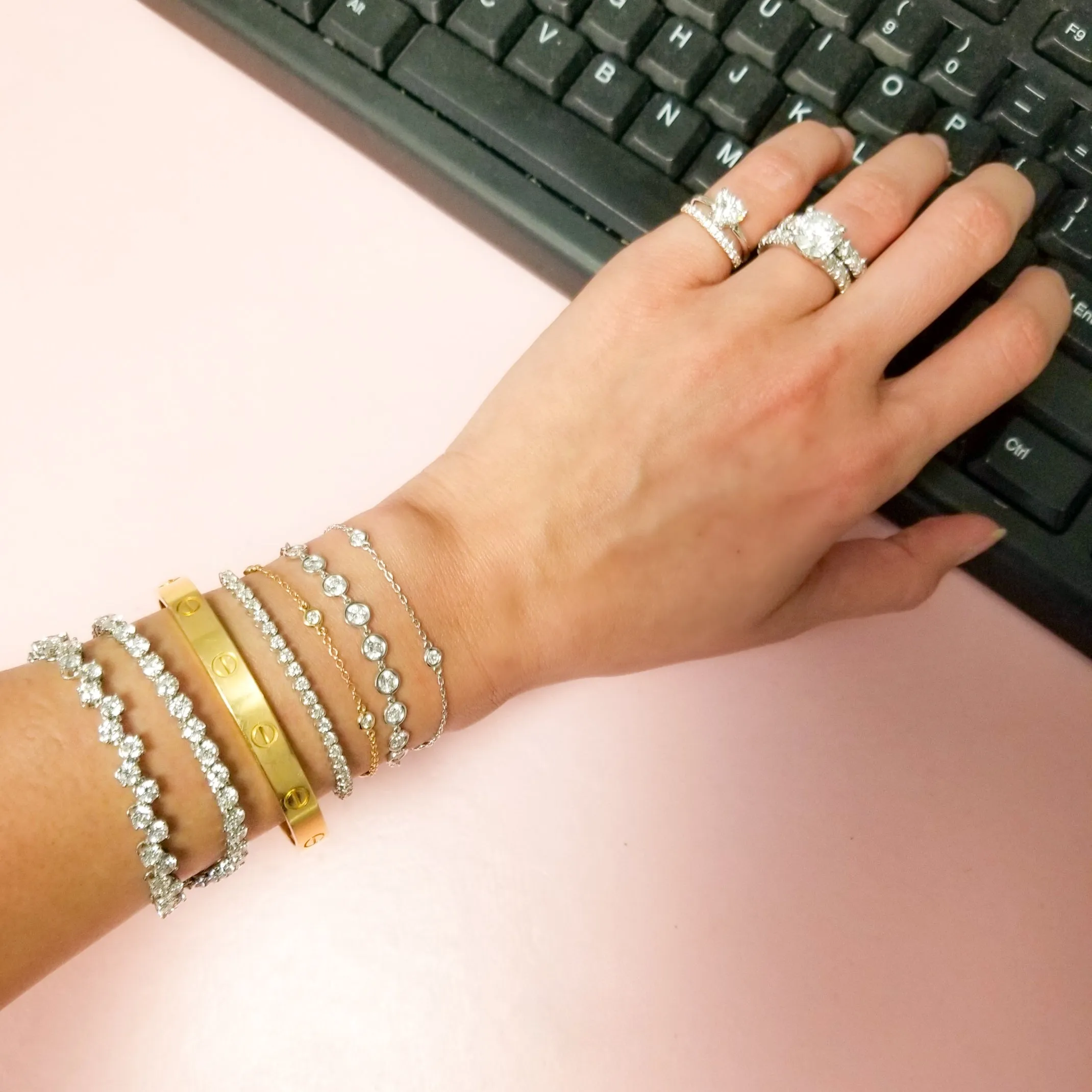 Bezel set Diamond Station Bracelet