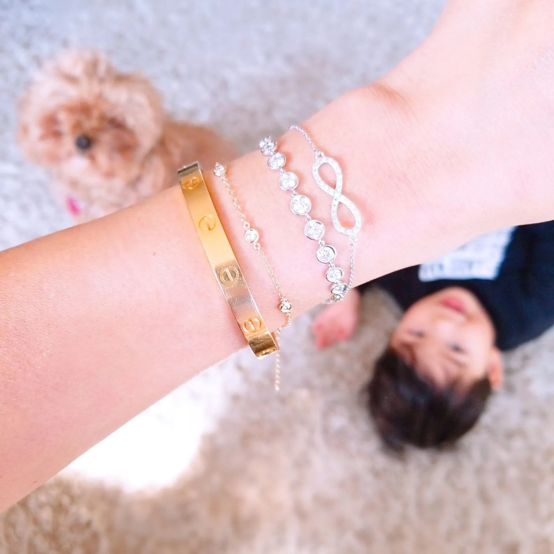 Bezel set Diamond Station Bracelet