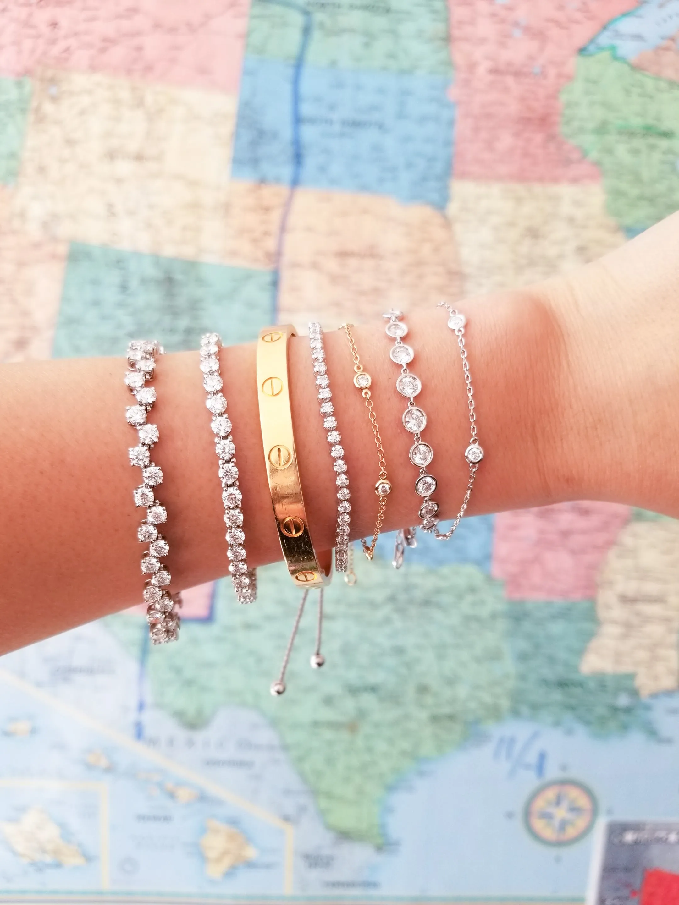 Bezel set Diamond Station Bracelet