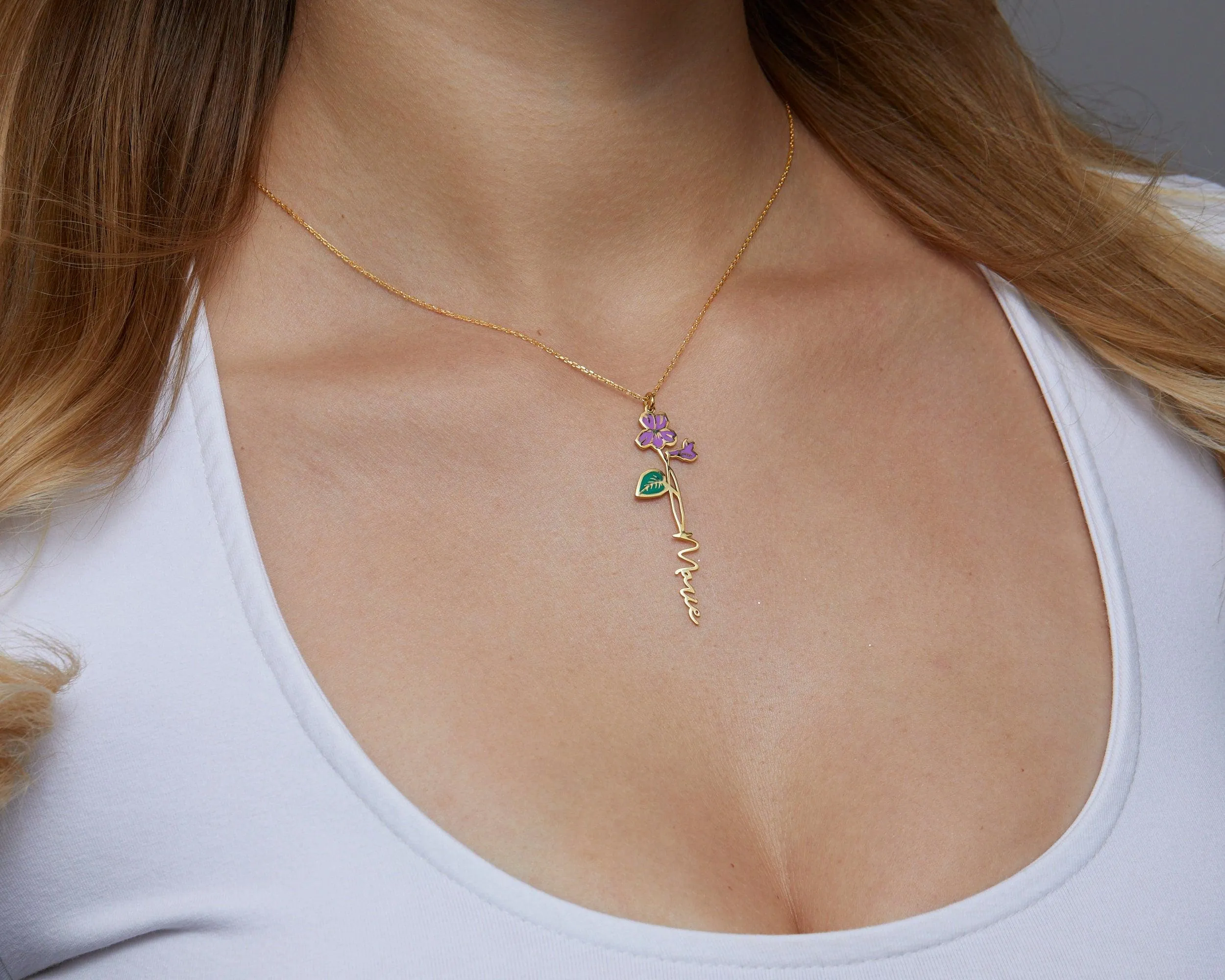 Birth Flower Name Necklace