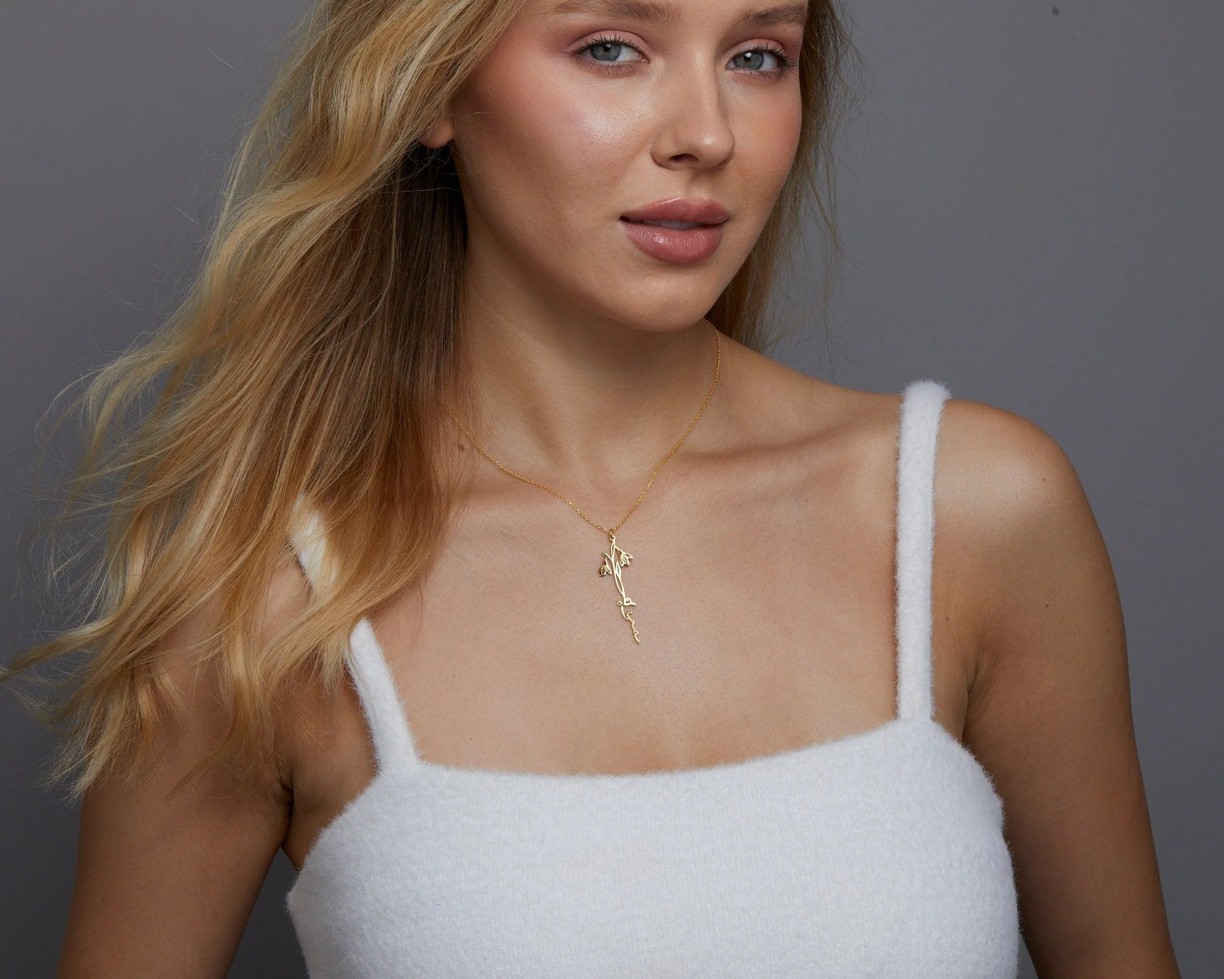 Birth Flower Name Necklace