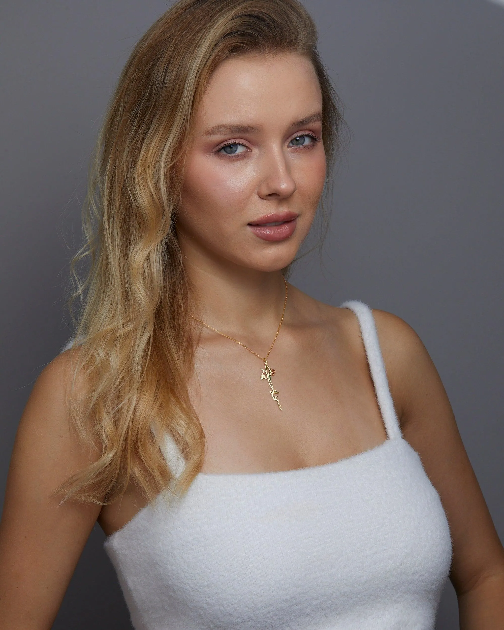 Birth Flower Name Necklace
