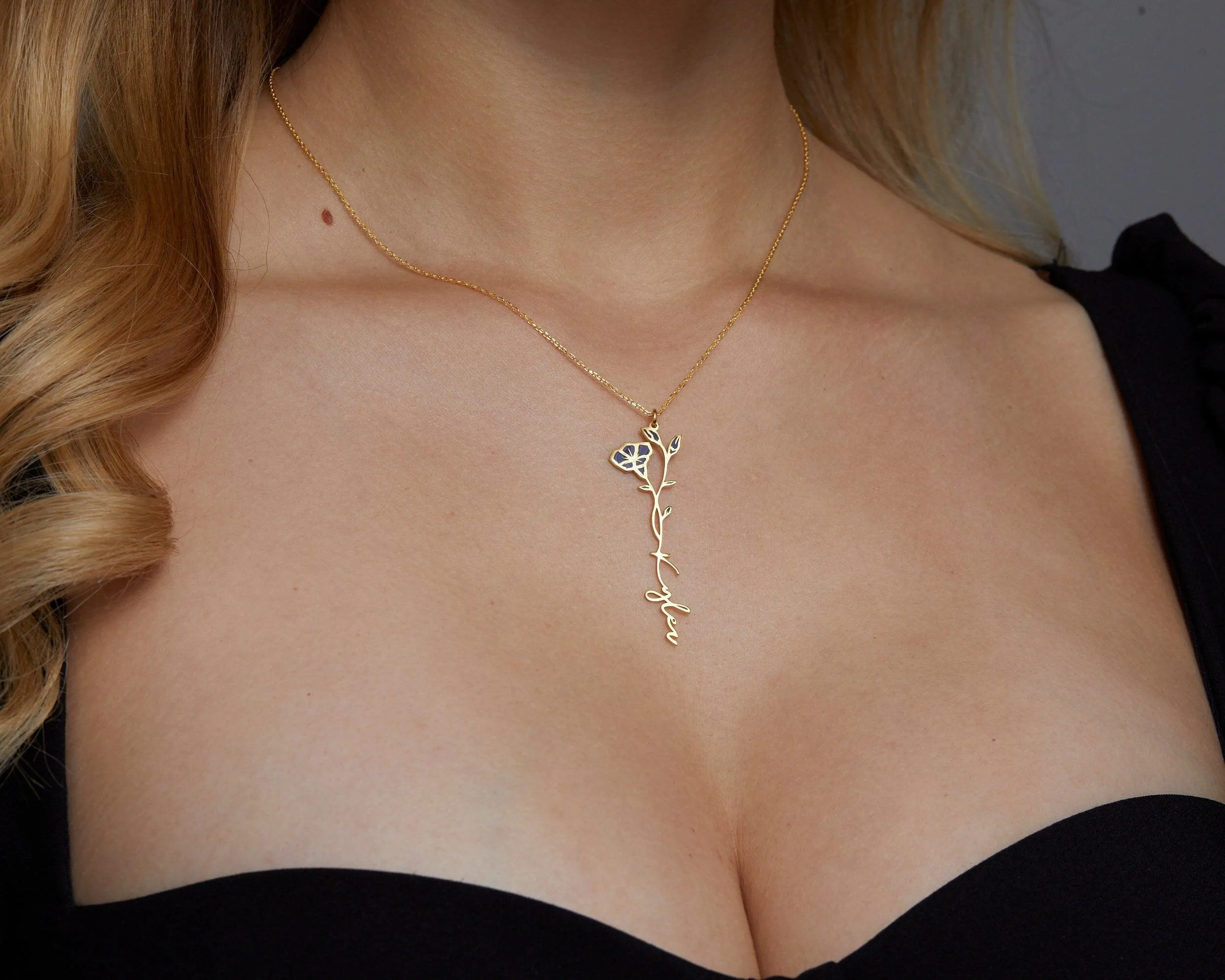 Birth Flower Name Necklace