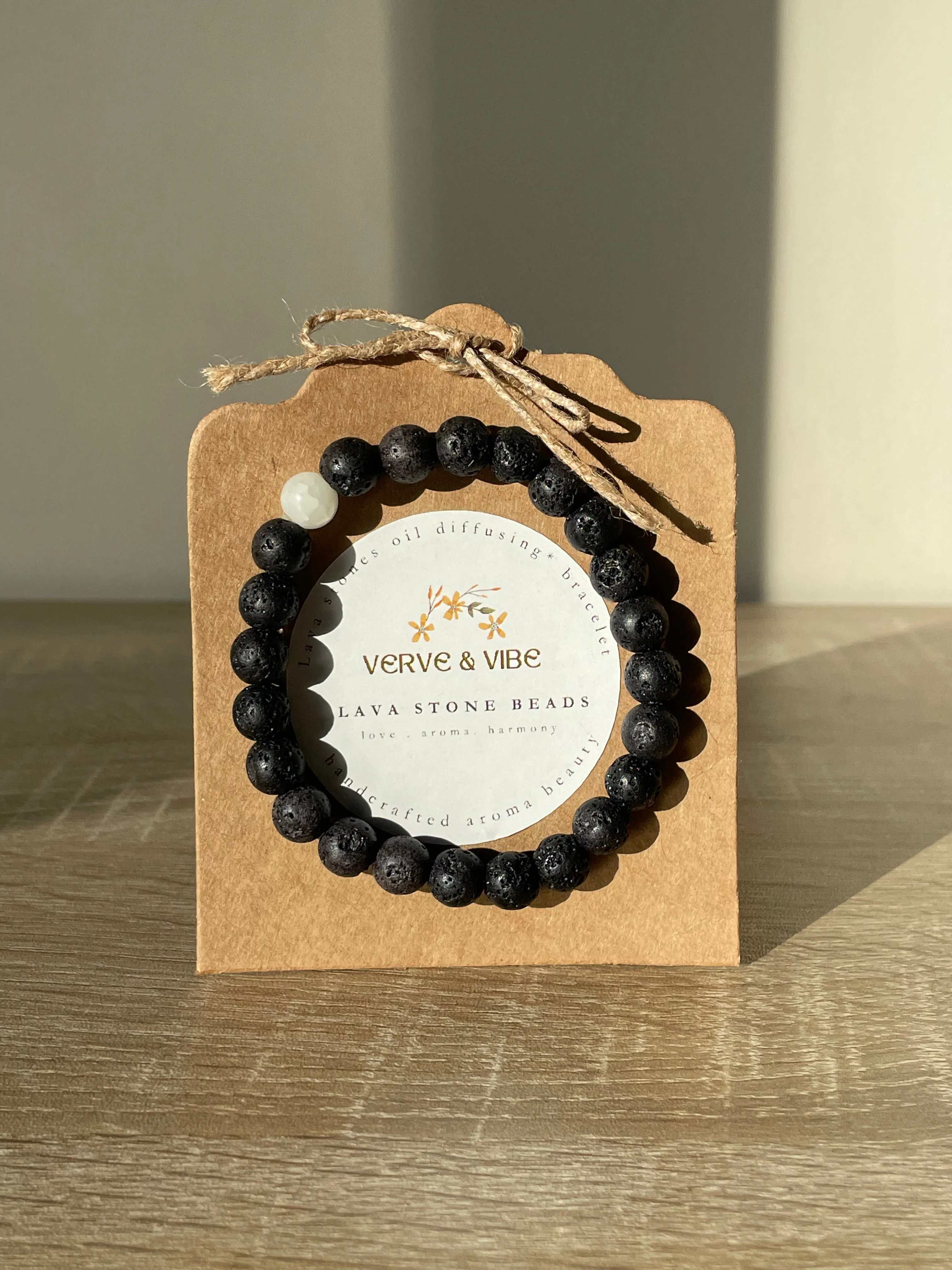 Black Bracelet with Oil Diffusing Lava Stones