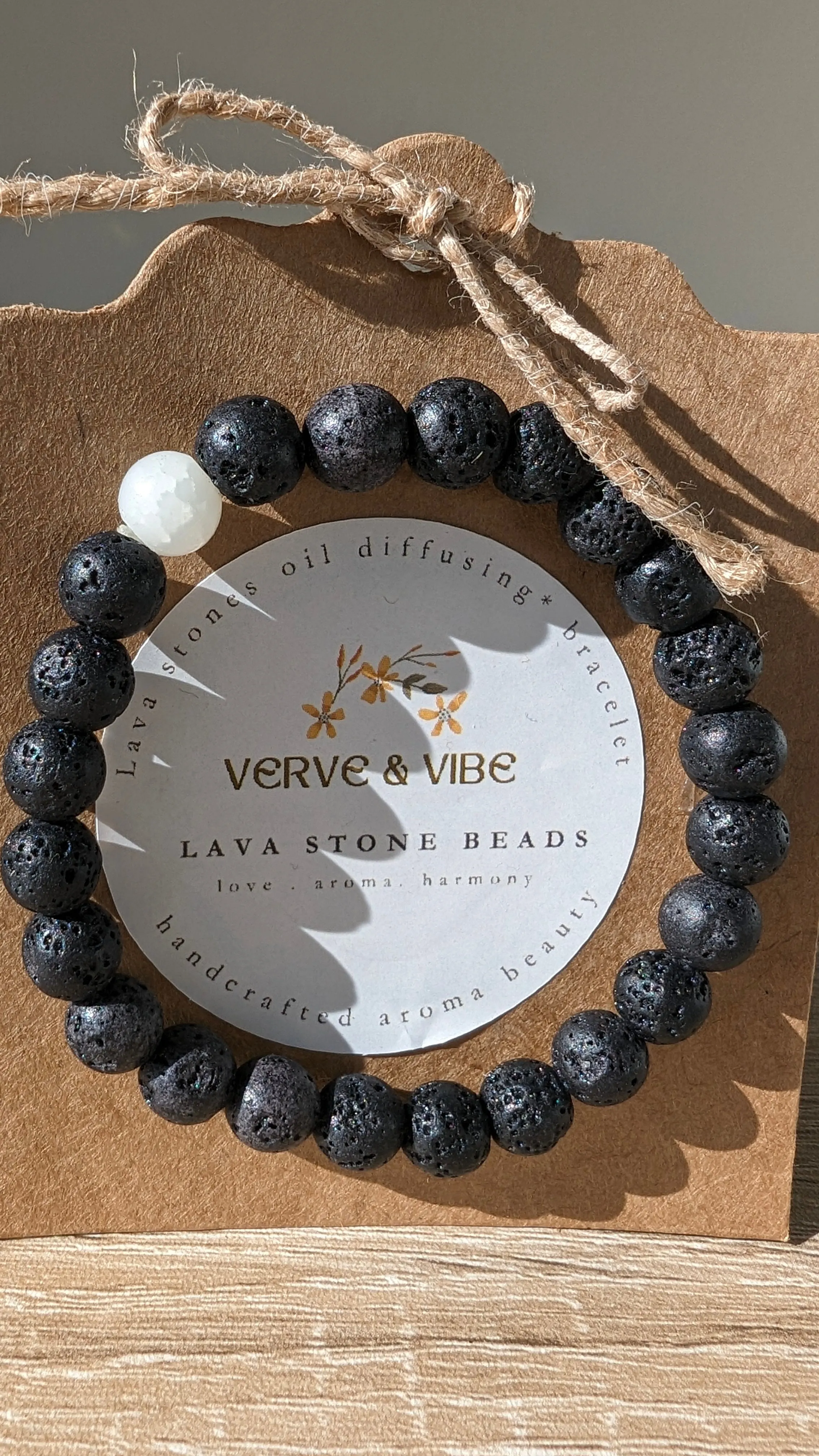 Black Bracelet with Oil Diffusing Lava Stones